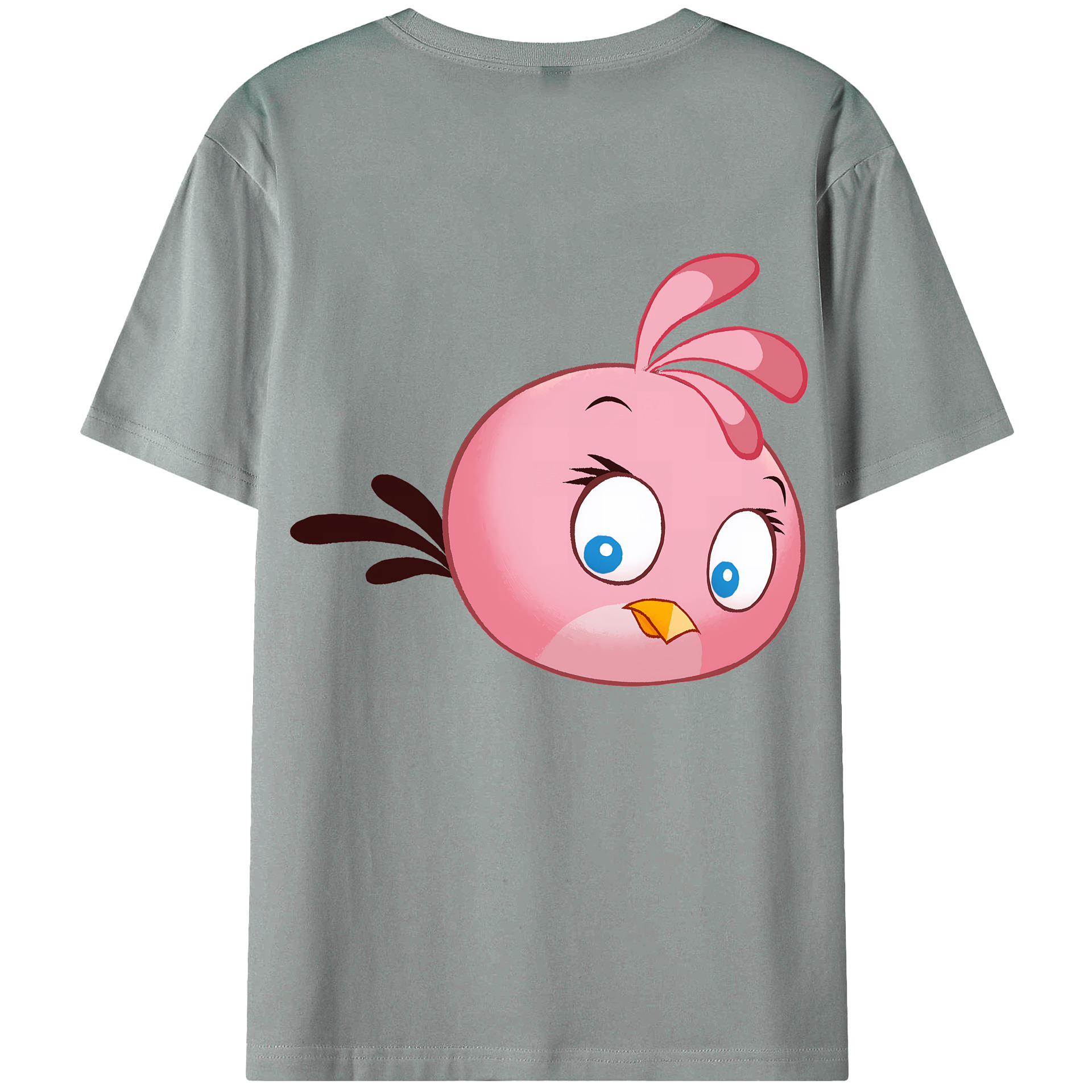 （画像用） Angry Birds アングリーバード 綿100％ メンズ半袖Tシャツ（バックプリント） 通気性
